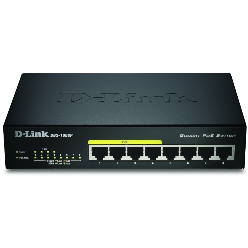 D-Link DGS-1008P 8-Port Gigabit PoE Unmanaged Desktop Switch | PC Shopper